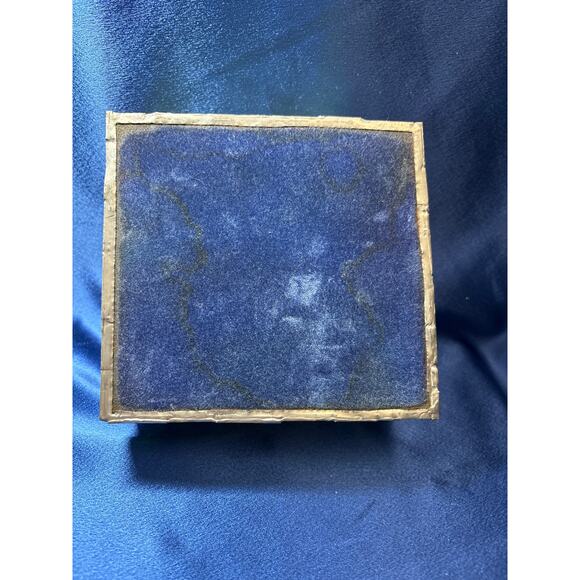 Vintage Stain Glass Yellow Flower Design with Mirror Bottom Trinket Dish - Picture 5 of 5